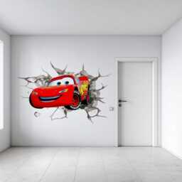 Cars Lighting Mcqueen Character Design Wall Cracked Vinyl Graphic Sticker Glossy - thumbnail 3
