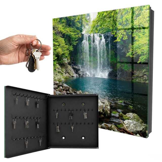 Natural Waterfall Wall Mounted Key Cabinet, Green Box For Home, Photographic Nature, Nature Lovers - image 1
