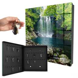 Natural Waterfall Wall Mounted Key Cabinet, Green Box For Home, Photographic Nature, Nature Lovers