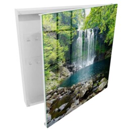 Natural Waterfall Wall Mounted Key Cabinet, Green Box For Home, Photographic Nature, Nature Lovers - thumbnail 2
