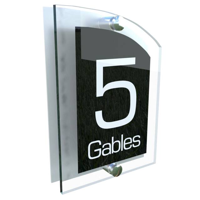 Modern Contemporary Property Number Door Sign Plaque - Arca5-8Wb-S-C - image 1
