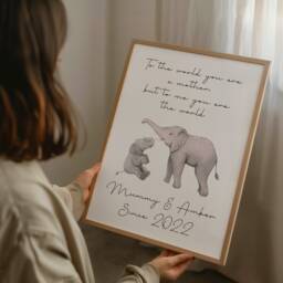 Personalised Gift For Mum - Framed Elephant Print From Son Or Daughter - Mother's Day, Birthday, New Keepsake, Best - thumbnail 2