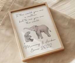 Personalised Gift For Mum - Framed Elephant Print From Son Or Daughter - Mother's Day, Birthday, New Keepsake, Best - thumbnail 1