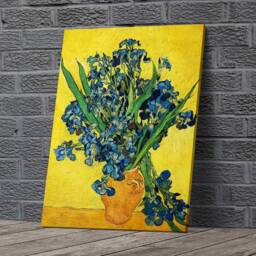 Irises Van Gogh Canvas Framed Glossy Coated Premium With Metal Hanger Various Sizes - thumbnail 2