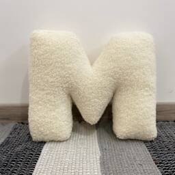 Letter Pillow Ivory Faux Fur Monogram Initial Cushion - thumbnail 4