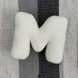 Letter Pillow Ivory Faux Fur Monogram Initial Cushion - thumbnail 1