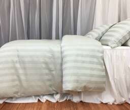 Moss Stripe Duvet Cover, Striped Bedding, Handmade One Piece At A Time, Custom Size - thumbnail 1