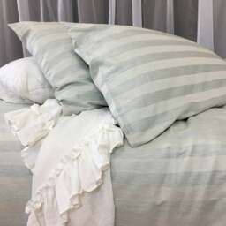 Moss Stripe Duvet Cover, Striped Bedding, Handmade One Piece At A Time, Custom Size - thumbnail 2