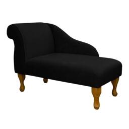 Handmade Mini Chaise Longue Plush Midnight Black Accent Sofa - 41 - thumbnail 2