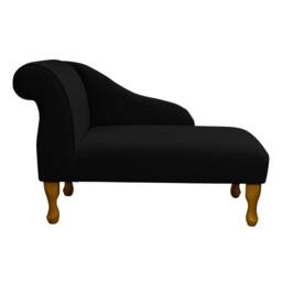 Handmade Mini Chaise Longue Plush Midnight Black Accent Sofa - 41 - thumbnail 3