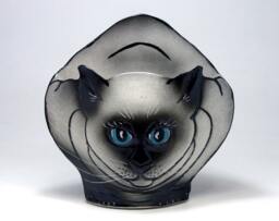 Siamese Cat Vase Decorative Porcelain Sculpture Vessel - thumbnail 1