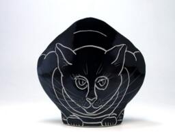 Siamese Cat Vase Decorative Porcelain Sculpture Vessel - thumbnail 2