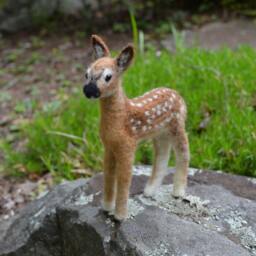 Roscoe The Fawn, Needle Felted Animal Sculpture