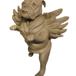 Custom English Bulldog Pet Memorial Urn Clay Dog Sculpture - thumbnail 4