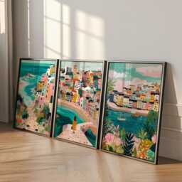 Set Of 3 St Ives Posters, Cornwall Coastal Wall Art, Seaside Print Set, Beach Decor, Modern Travel Artwork, British Landscape - thumbnail 3
