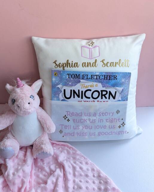 Personalised Book Cushion Cover - Kids Reading Child Lover Gift Nursery & Room Decor Nook/Corner - image 1