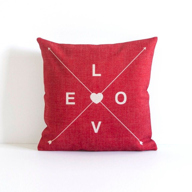 Love Text Red - Pillow Cover, Valentines Gift, Decorative Throw Pillow, Covers, Sofa Pillows - image 1