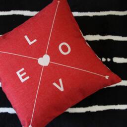 Love Text Red - Pillow Cover, Valentines Gift, Decorative Throw Pillow, Covers, Sofa Pillows - thumbnail 3