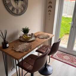 Handmade Reclaimed Wood Breakfast Bar Rustic Kitchen Table With Hairpin Legs - thumbnail 3