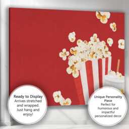 Classic Cinema Popcorn & Soft Drink Movie Snack Canvas Wall Art Print Decor Picture Ready To Hang - thumbnail 3