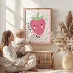You Are So Loved Print, Strawberry, I Love Berry Much Nursery Wall Art, Gift For Baby Girl, Toddler Bedroom, Girls Bedroom Decor - thumbnail 2