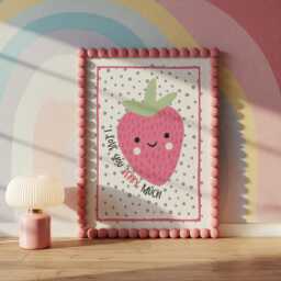 You Are So Loved Print, Strawberry, I Love Berry Much Nursery Wall Art, Gift For Baby Girl, Toddler Bedroom, Girls Bedroom Decor - thumbnail 3