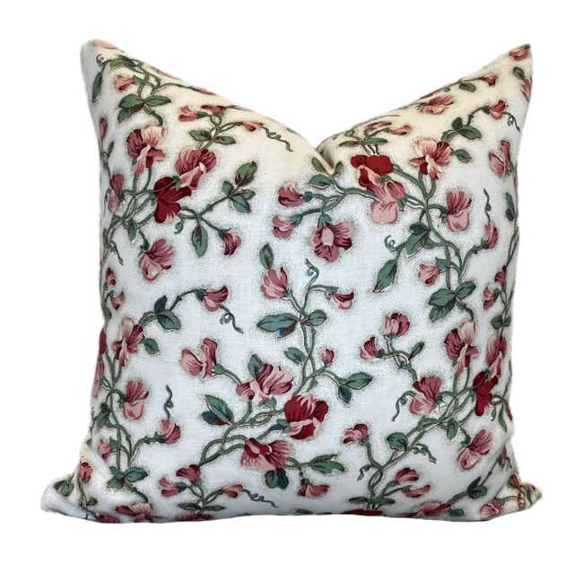 Soane Great Britain Sweet Pea Pink Glazed Linen Cushion Cover Pillow Double Sided - image 1