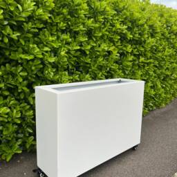 White Large Aluminium Metal Indoor Outdoor Planter With Caster Wheels - thumbnail 2