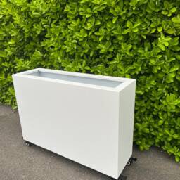 White Large Aluminium Metal Indoor Outdoor Planter With Caster Wheels - thumbnail 3