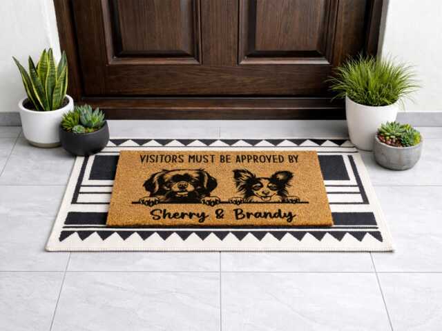 Personalized Multi Pet Doormat - Unique Dog Portrait Sign Durable Coir Floor Mat - image 1