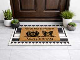 Personalized Multi Pet Doormat - Unique Dog Portrait Sign Durable Coir Floor Mat - thumbnail 1