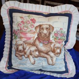 Cushion For Dog Lovers, Quilted Cushion, Retriever Mum & Puppies Gifts Lover, Pillow, Christmas - thumbnail 2