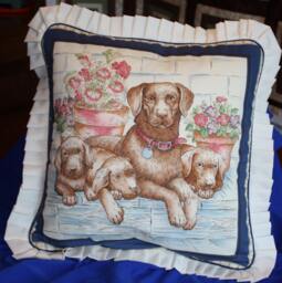 Cushion For Dog Lovers, Quilted Cushion, Retriever Mum & Puppies Gifts Lover, Pillow, Christmas - thumbnail 1