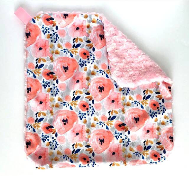 Flower Lovey, Security Blanket, New Mom, Newborn Gift, Baby Girl Nursery, Room, Gift, Pink Flower Blanket - image 1