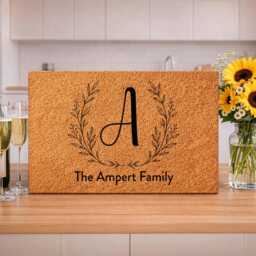 Minimal Botanical Italic Initial - Custom Monogram Family Name Doormat - thumbnail 3