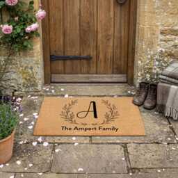 Minimal Botanical Italic Initial - Custom Monogram Family Name Doormat - thumbnail 2