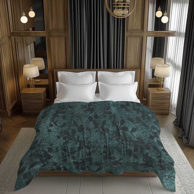 Dark Blue Mute Abstract Grunge Textured Comforter, Contemporary Maximalist Bedding Gift For Moody Eclectic Bedroom D??cor #218 - image 1