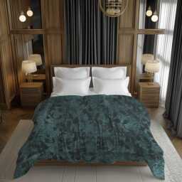 Dark Blue Mute Abstract Grunge Textured Comforter, Contemporary Maximalist Bedding Gift For Moody Eclectic Bedroom D??cor #218