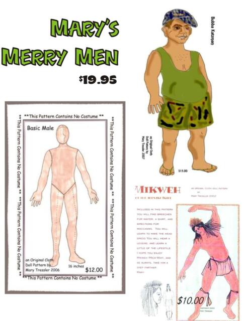 PDF Digital Download, Original Doll Design, Cloth Doll Pattern Bundle - Three Manly Men Dolls Ready To Be Made