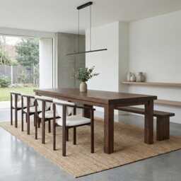 Santon Dining Table With Chunky Style Wooden Legs Handmade Modern Rustic Interior Design Cozy Natural & Stylish
