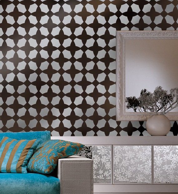 Wall Stencil Bazaar, Reusable Stencils For Walls Instead Of Wallpaper, Great Diy Decor, Free Top & Single Stencil Included - image 1