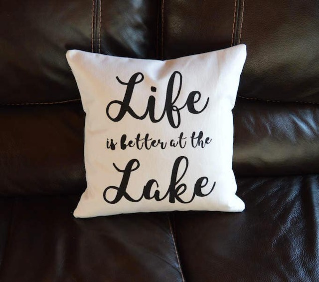 "Lake House Pillow Hand-Painted " - image 1