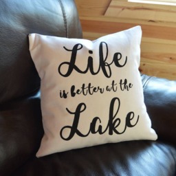 "Lake House Pillow Hand-Painted " - thumbnail 2