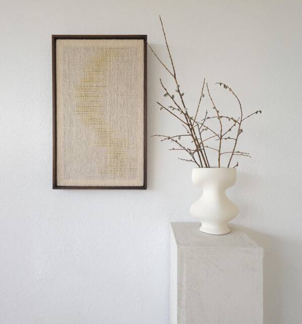 Framed Woven Wall Hanging - Modern Art Decoration Japandi Tapestry Natural Wabi Sabi Textile Fibre Millip - image 1