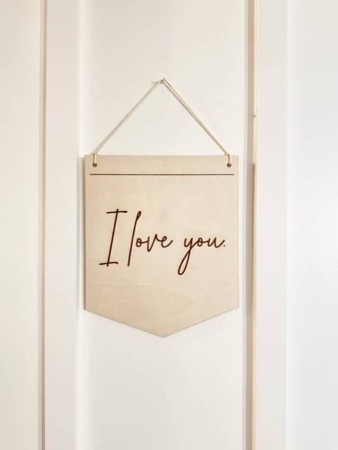 I Love You Wooden Sign, Minimalist Heart Wall Art - image 1