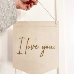 I Love You Wooden Sign, Minimalist Heart Wall Art - thumbnail 2