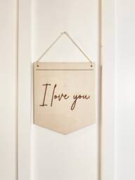 I Love You Wooden Sign, Minimalist Heart Wall Art - thumbnail 1
