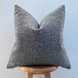 Gray Boucle Pillow Cover, Modern Euro Sham Or Lumbar Cushion - 11 Color Options - thumbnail 2