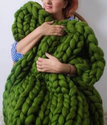 Super Chunky Knit Blanket, Throw, Merino Wool Yarn, Arm Knitted Blanket, Throw - thumbnail 3