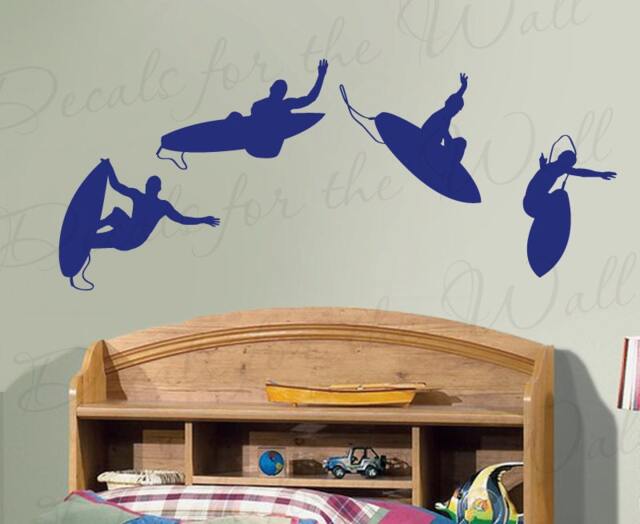 Surfing Wall Decal Vinyl Graphic Mural Silhouette Beach Kids Boy Room Nursery Playroom Sticker Art Decor Large Decoration Sign G44 - image 1